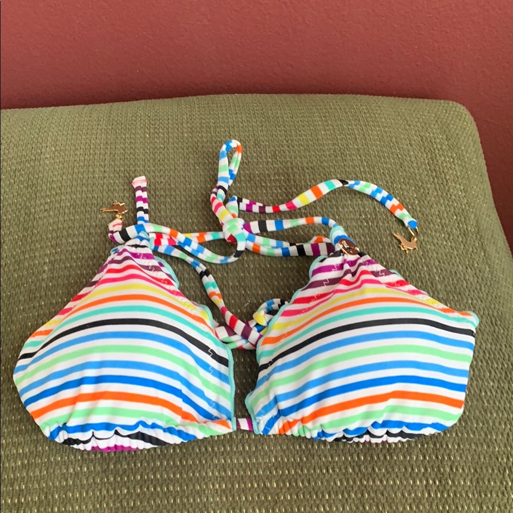 Colorful Striped Bikini Top NWOT